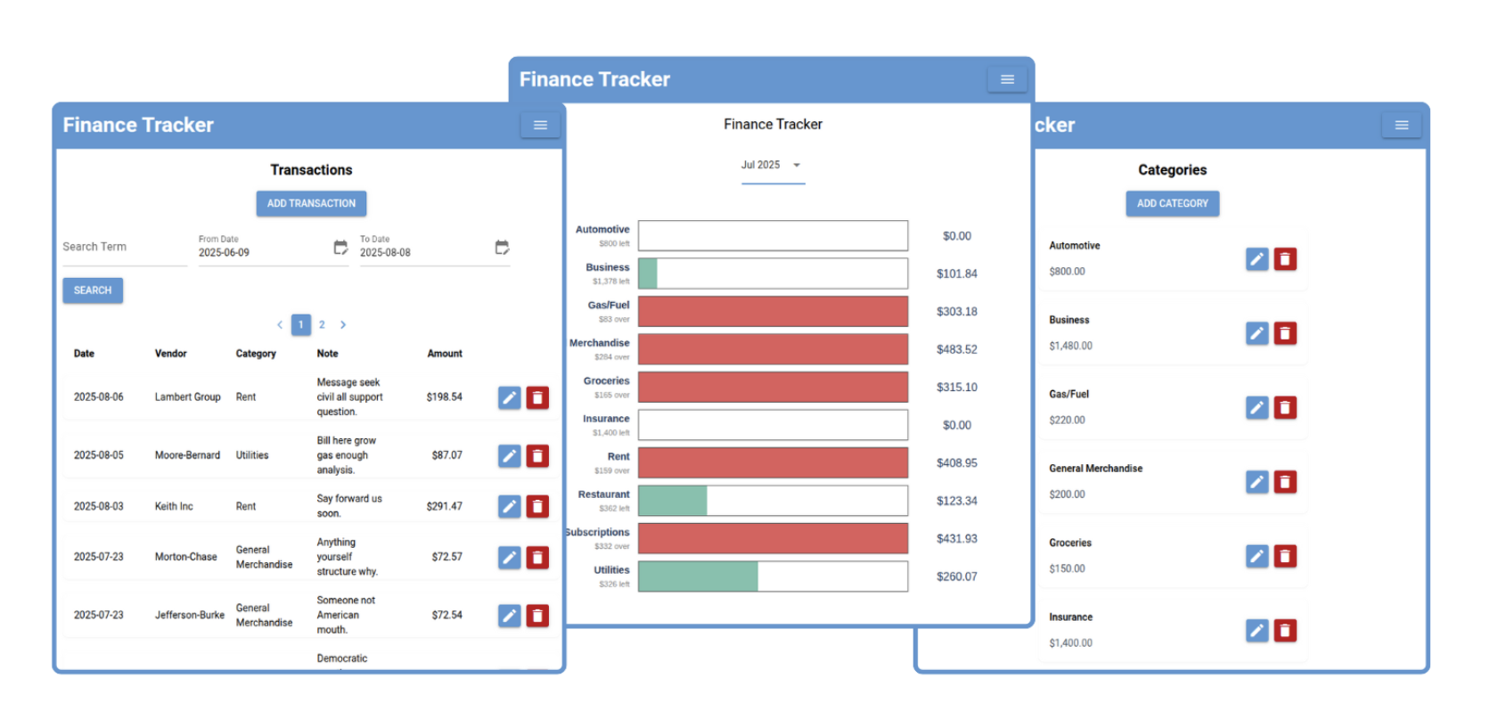 Finance Tracker screenshot