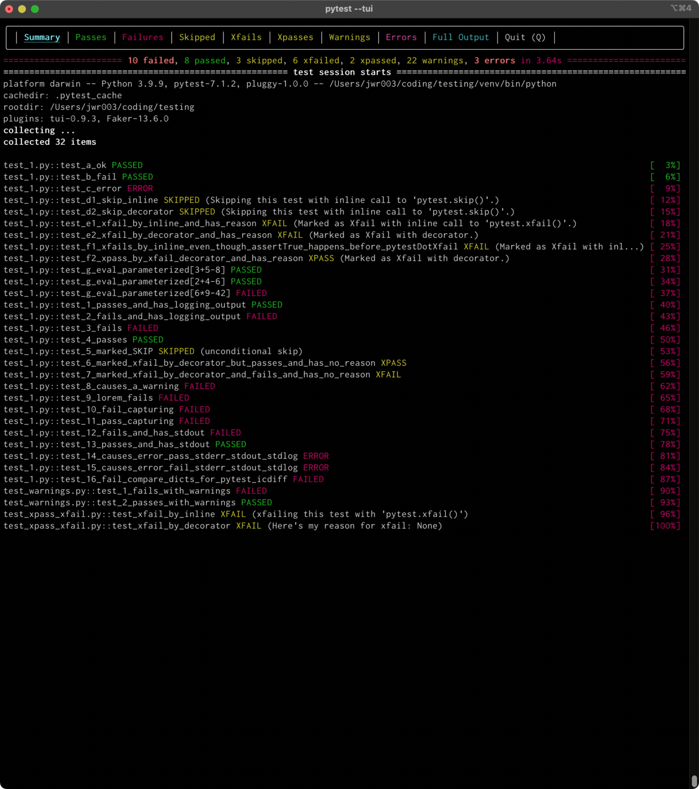 pytest-tui screenshot